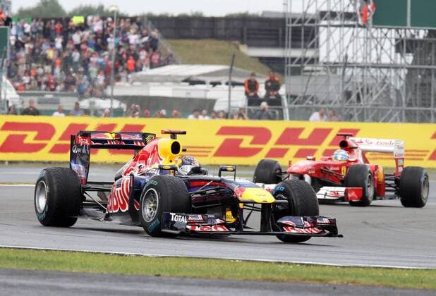 formula 1 GP, Great Britain in Silverstone 10.07.11, Sebastian Vettel, Red Bull Racing, Fernando Alonso, Scuderia Ferrari,