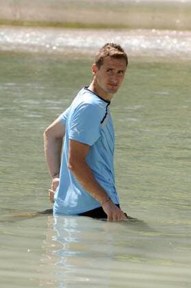 Trainingslager Lazio Rom, Saison 2011 2012 in Auronzo di Cadore; Miroslaw Klose - MarcoxRosi o0 Wasser Kühlung Abkühlung Erfrischung Hitze heiß