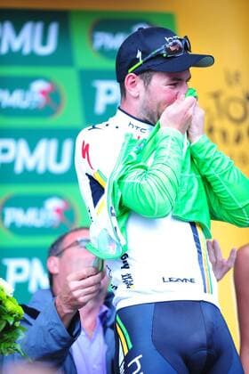 2011, Tour de France, Etappe 11: Blaye les Mines - Lavaur, Htc - High Road 2011, Mark Cavendish ---  o0 Siegerehrung Trikot grün