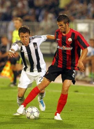 Belgrade, FK Partizan-KF Shkendija 79 Uefa champions league second qualifying round Sasa ILIC(L) FK Partizan and Ferhan Hasani(r) KF Shkendija :  FK Skendija Tetovo (Mazedonien)