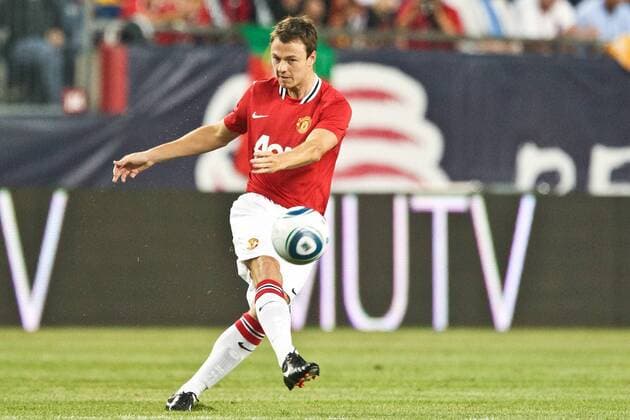 July 13, 2011 - Foxborough, Massachuestts, U.S - Manchester United defender Jonny Evans (23) kicks the ball across midfield during the first half of the match against the New England Revolution. Manchester United defeated the New England Revolution 4 - 1. MLS Fussball Herren USA 2011- July 13 - New England Revolution vs Manchester United - ZUMAx25