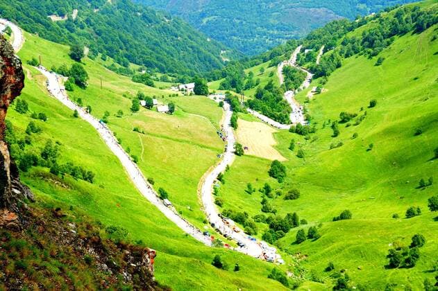 2011, Tour de France, Etappe 12 Cugnaux - Luz Ardiden, Luz Ardiden  o0 Rennstrecke Landschaft o00 Berg Gebirge