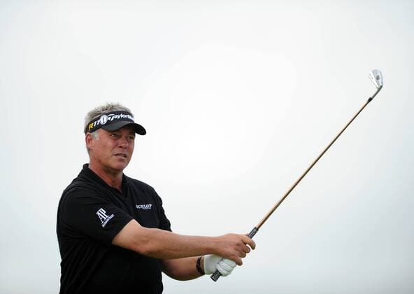 Golf - The Open 2011 - Royal St George s - Day 4 Darren Clarke of Northern Ireland watches his tee shot anxiously on day four at Royal St George s , Sandwich 