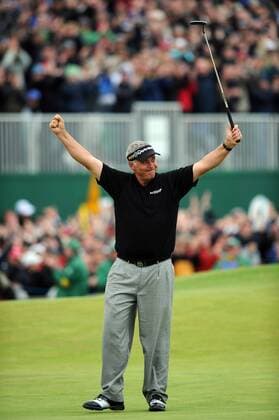 Golf - The Open 2011 - Royal St George s - Day 4 Darren Clarke of Northern Ireland celebrates winning the Open Championship at Royal St George s, Sandwich 