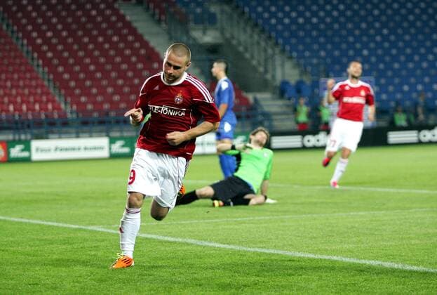 UEFA CHAMPIONS LEAGUE QUALIFICATIONS SECOND ROUND SECOND GAME WISLA KRAKOW - SKONTO RIGA - PATRYK MALECKI CELEBRATES HIS GOAL FOR WISLA - 110719MIN018