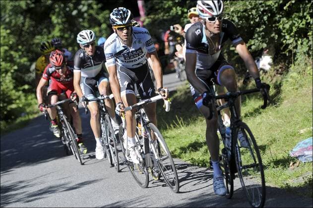 CONTADOR Alberto (SAXO BANK SUNGARD - ESP) - SCHLECK Andy (TEAM LEOPARD-TREK - LUX) - SCHLECK Frank (TEAM LEOPARD-TREK - LUX) - EVANS Cadel (BMC RACING TEAM - AUS) Cyclisme : Tour De France - Etappe 17 - Gap Pinerolo - 20.07.2011 - PHOTONEWS PANORAMIC 