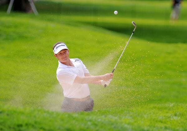 July 22 2011: Canadian golfer Chris Baryla shoots out of a sand trap during the second round at RBC Canadian Open at Shaughnessy Golf and Country Club in Vancouver, British Columbia on Friday. PGA Golf Herren JUL 22 RBC Canadian Open - Second Round Icon1107220372 EDITORIAL USE ONLY