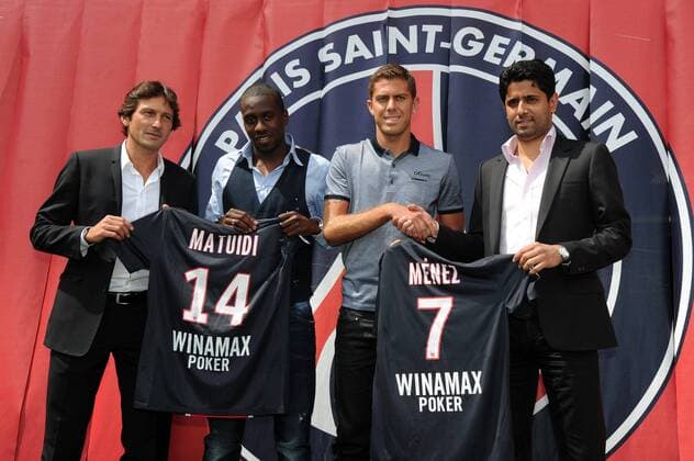 Leonardo ( Manager General du PSG ) - Blaise Matuidi - Jeremy Menez - Nasser Al Khelaifi (representant de QSI et president du conseil de surveillance) - Paris Saint Germain (PSG) - Conference de presse - 25.07.2011 - xABibardxFEPx 