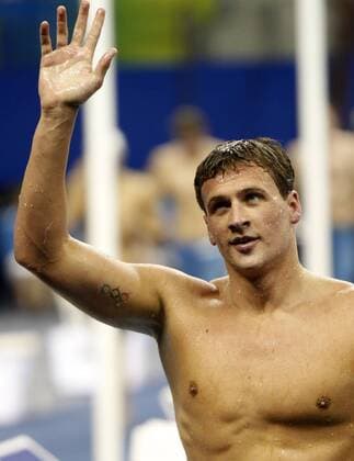 Ryan Lochte of the United States celebrates after the final of men s 200m freestyle swimming event at the 14th FINA World Championships in Shanghai, east China, July 26, 2011. Ryan Lochte claimed the title with 1:44.44. (Xinhua Fei Maohua) (zgp) CHINA-SHANGHAI-FINA WORLD CHAMPIONSHIPS-MEN S 200M FREESTYLE SWIMMING-FINAL (CN) 