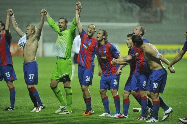 Celebration of Viktoria Pilsen - Champions League second leg third qualifying round soccer match in Pilsen, (CTKxPhoto PetrxEret)  CTKPhoto108201108031001401