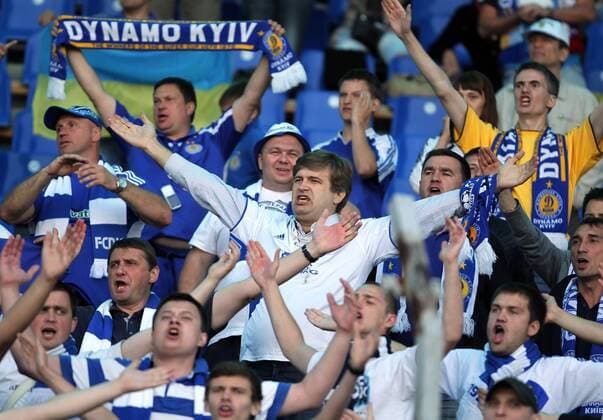 Kasan - Dynamo Kiew fans seen at the 2011-2012 UEFA Champions League qualifying round match -  RE0EBA62