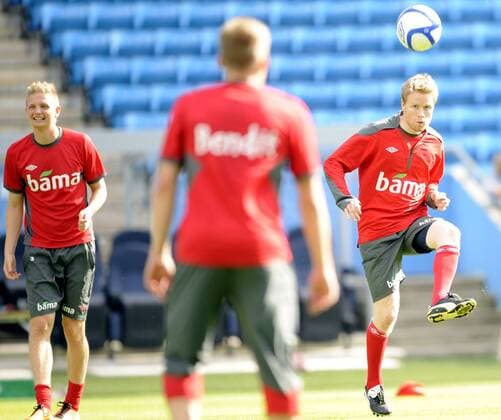 Training Nationalteam Norwegen 08.08.2011 - Tom Høgli (R) Erik Huseklepp (L) 