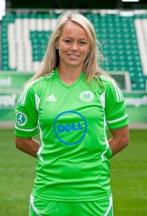 Leni Larsen Kaurin (VFL Wolfsburg) - Fototermin 1. Damen Fußball Bundesliga Saison 2011-12 in der Volkswagen Arena Wolfsburg - Einzelbild,Portrait,Deutschland, 09.08.2011, Frauen, Frau, Damen, Fußball