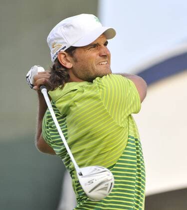 Johan Edfors of Sweden hits his tee shot on the 1st hole during the second round of the 93rd PGA Golf Herren Championship at the Atlanta Athletic Club on August 12, 2011 in Johns Creek, Georgia.  BKX2011081205