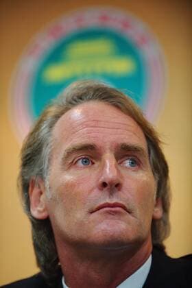 Jan Olde Riekerink, new head coach of China U18 Football Team, looks on during a press conference after signing for Chinese Football Association on August 17, 2011 in Beijing, China.  CFP166899 