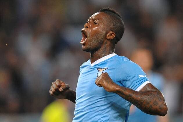 Djibril Cisse celebrates scoring -- Lazio Roma vs FK Rabotnicki Skopje -- Europa League PlayOff 2011 2012. Rome, 18 08 2011 - AntoniettaXBaldassarre