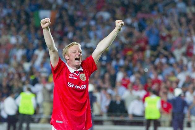 FUSSBALL CHAMPIONS LEAGUE FINALE SAISON 1998 1999 26.05.1999 Manchester United FC 2-1 FC Bayern München David May (ManU) jubelt 