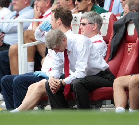 Arsenal s Arsene Wenger looks at his watch Barclays Premier League, Arsenal FC London vs Liverpool FC. 20th August, 2011 EDITORIAL USE ONLY. No use with unauthorised audio, video, data, fixture lists, club league logos or live services. Online in-match use limited to 120 images, no video emulation. No use in betting, games or single club league player publications.