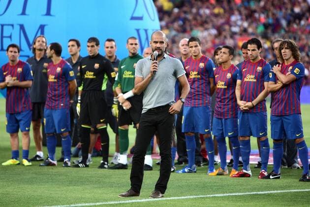 22.08.2011. Barcelona. 46th Joan Gamper trophy. Friendly match between FC Barcelona. Picture show Josep Pep Guardiola speach xJomax  ActionPlus11203010 Content restricted for UK based newspaper