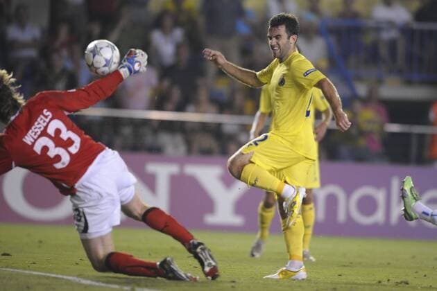 Giuseppe Rossi player of Villarreal, Keeper Stefan Wessels player of Odense, Villarreal CF - Odense BK --- 