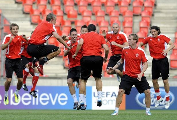 FC Viktoria Plzen during training on August 23, 2011 ahead of the Champions League qualification soccer match against FC Kopenhagen which will be played in Prague on August 24. (CTKxPhoto KaterinaxSulova)  CTKPhoto6201108230856401