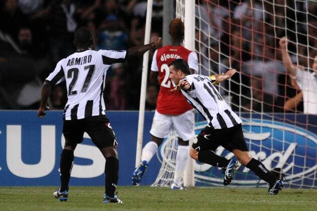 Antonio Di Natale Celebrates scoring - Champions League Quali - Udinese Calcio - Arsenal FC London -
