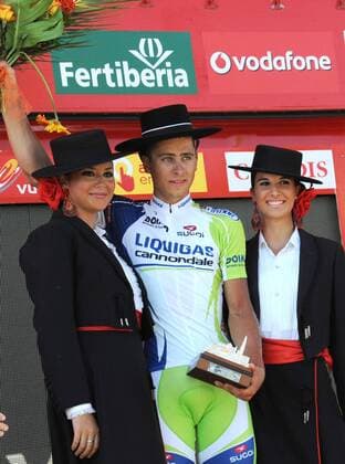 Vuelta a Espana 2011, Spanienrundfahrt, 6. Etappe: Ubeda - Cordoba; Etappensieger Peter Sagan (SVK Liquigas - Cannondale), Cordoba  o0 Siegerehrung Kopfbedeckung Mütze Hut Hostess, Hostessen, Frau, girl