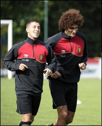 Marouane Fellaini - EDEN HAZARD Football : Entrainement de la Belgique - 29.08.2011 - PhotoNews Panoramic 