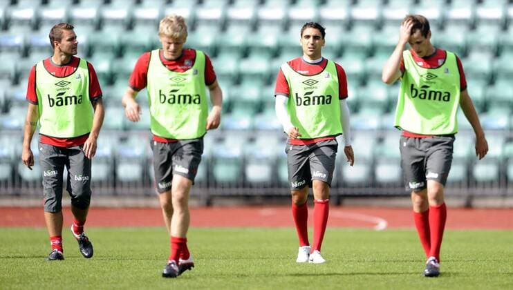 Training Nationalteam Norwegen in Baerum L-R: Vadim Demidov Jonathan Parr Mohammed Abdellaoue Havard Nordtveit 