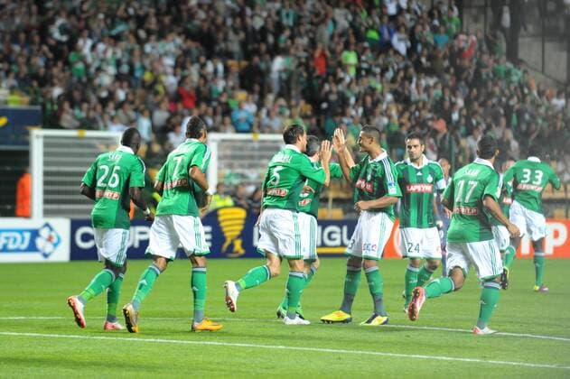 Joie des joueurs (Saint Etienne) Football : AS Saint Etienne Girondins Bordeaux - Coupe de la Ligue - 31.08.2011 FredericCHAMBERT PanoramiC 