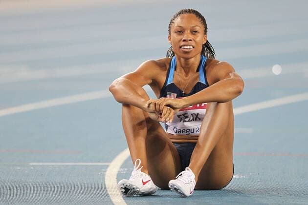 Allyson Felix, USA, nach dem Finale 400m der Frauen - Leichtathletik-WM 2011 in Daegu, 29 08 2011 ;