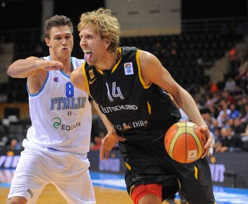 EuroBasket 2022, Historie, Die besten Spieler Europas Basketball Siauliai (LTU) 01.09.2011 Europameisterschaften der Herren Italien (ITA) - Deutschland (GER) Dirk Nowitzki (Deutschland, No.14) Danilo Gallinari (Italien, No.08)
