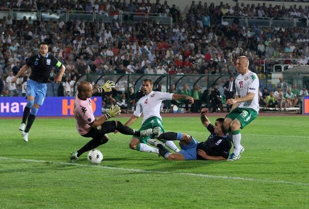 Englands Gary Cahill scoring his sides opening goal European Championship Qualifying Group A Bulgaria v England 2nd September, 2011 EDITORIAL USE ONLY. No use with unauthorised audio, video, data, fixture lists, club league logos or live services. Online in-match use limited to 120 images, no video emulation. No use in betting, games or single club league player publications. Euro