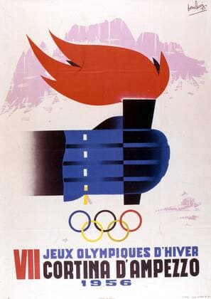 Art subjects: Ephemera Olympic poster, Winter 1956 in Cortina. !AUFNAHMEDATUM GESCHÄTZT! UnitedArchives0721868