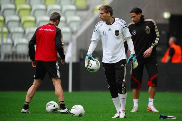05.09.2011 GDANSK FOOTBALL TRAINING BEFORE INTERNATIONAL FRIENDLY GAME POLAND - GERMANY N Z (L-R) ANDREAS KÖPKE , Ron-Robert Zieler , Tim Wiese  20110905_PF_PM123