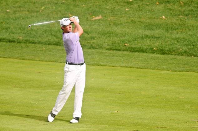 Sept. 5, 2011 - Norton, Massachusetts, U.S - Webb Simpson watches his second shot on the 12th hole during the final round at the Deutsche Bank Championship at the TPC Boston. Simpson won the tournament after 2 playoff holes. He finished the weekend at 15 under par and currently is in first place in the FedEx Cup standings. PGA Golf Herren 2011 - Sept 5 - Deutsche Bank Championship - Final Round - ZUMAq39