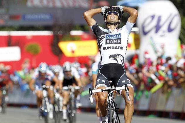 Stage winner Juan Jose Haedo (ARG Saxo Bank Sungard) during the 16th stage of La Vuelta 2011 between Villa Romana La Olmeda and Haro.September 6,2011.  (111162) o0 Etappensieger