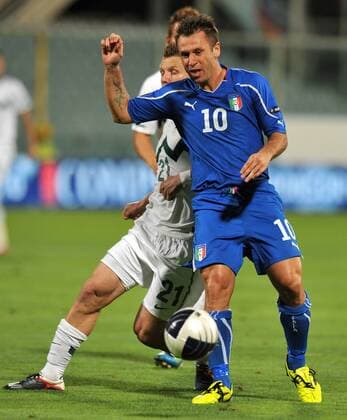 Antonio CASSANO (Italia), Dare VRSIC (Slovenia) Firenze 6 9 2011 Stadio Artemio Franchi, Football 2011 Italien - Slowenien, Qualifikation Euro - allexsabba