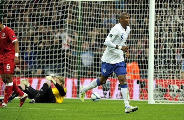 Football European Championship 2012 Qualifying England v Wales Ashley Young scores England 1st goal 