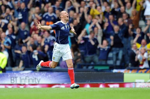 Football - Euro 2012 Qualifier - Scotland vs. Czech Republic Kenny Miller (Scotland) celebrates his goal at Hampden Park 