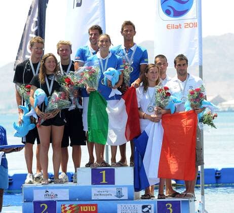 EILAT, Israel (ISR) 06 - 11 September 2011 European Open Water Swimming Championships day 02 Team Events Gold medal - Italy FERRETTI Luca, BRUNI Rachele, ERCOLI Simone, Silver Medal Germany - MUFELS Rob, RIJKENS Hendrik , ZIHSLER Svenja Bronze medal France - CATTIN VIDAL Damien , CODEVELLE Coralie, FRAYSSE Sebastien GIORGIOXSCALA