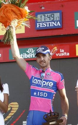 08 09 11 ETAPPE 18: SOLARES - NOJA VUELTA CICLISTA ESPANA 2011 - Etappensieger Francesco Gavazzi (Lampre) -  o0 Siegerehrung