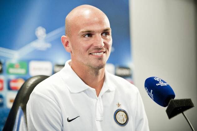 Esteban Cambiasso (Inter Mailand) speaking to the media during the press conference before the UEFA Champions League match 