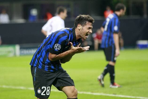 Mauro Zarate Inter Milano 14 09 2011 Stadio San Siro Football Calcio Champions League 2011 12 - Inter Mailand Vs Trabzonspor -