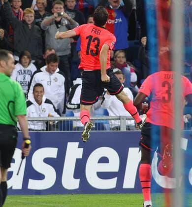 14.09 .2011 Basel , St Jakob Park Fussball UEFA Champions League Gruppernphase FC Basel - Otelul Galati (ROM) 2:1 Torjubel Alexander Frei (FC Basel) 