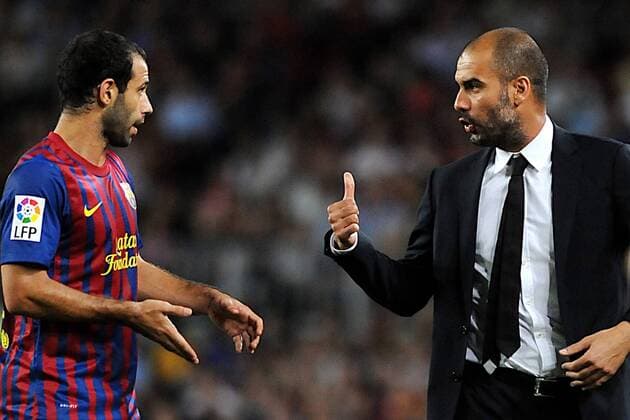 Josep - Pep - Guardiola und Javier Mascherano - FC Barcelona vs CA Osasuna 