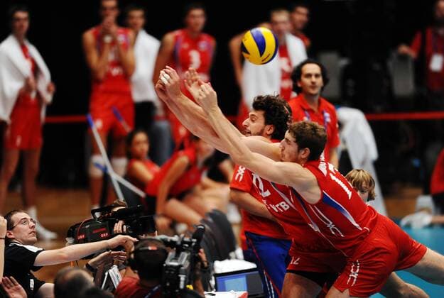 VIENNA, VOLLEYBALL EUROPEAN CHAMPIONSHIP - RUSSIA VS. SERBIA SEMIFINAL GAME: ALEXANDER BUTKO MAXIM MIKHAYLOV -  20110917LUK109