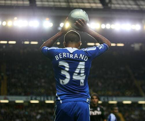 Chelseas Ryan Bertrand in action, Chelsea FC London - Fulham FC EDITORIAL USE ONLY. No use with unauthorised audio, video, data, fixture lists, club league logos or live services. Online in-match use limited to 120 images, no video emulation. No use in betting, games or single club league player publications.