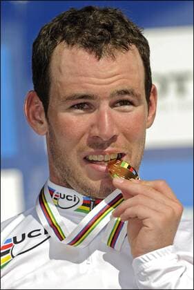 Weltmeister Mark Cavendish (GBR Htc High Road) Championnat du Monde Sur Route Hommes 25.09.2011 xPhotonewsx  o0 Siegerehrung Sieg, Sieger Gold, Goldmedaille, Medaille