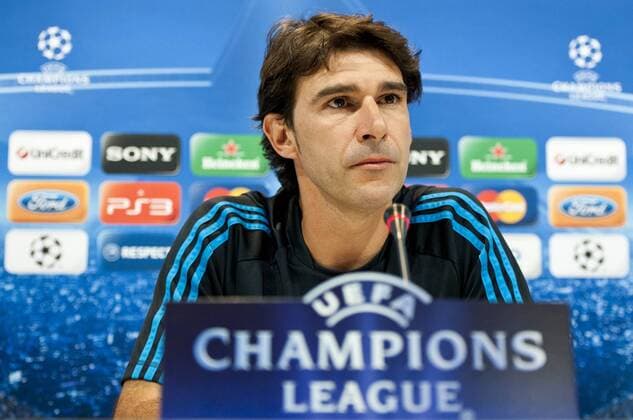 Aitor Karanka, assistant coach of Real Madrid CF, speaks to the media in a press conference before theUEFA Champions League match between his team - Valdebebas, Madrid, 26 09 2011 
